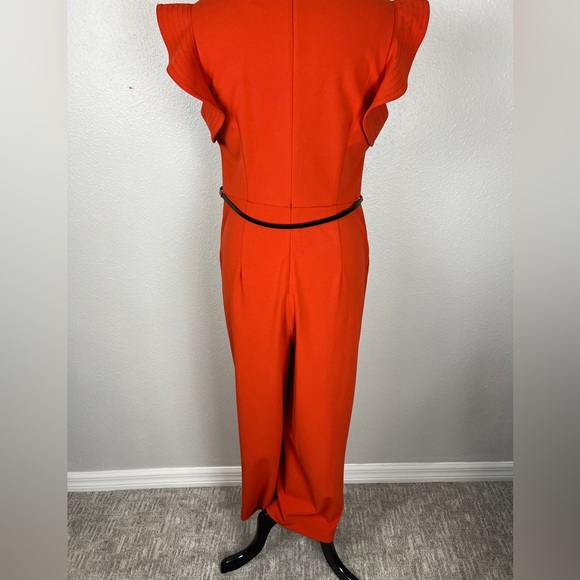 Calvin Klein Belted Ruffle-Sleeve Jumpsuit - Picture 6 of 8